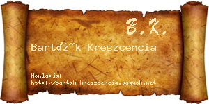 Barták Kreszcencia névjegykártya